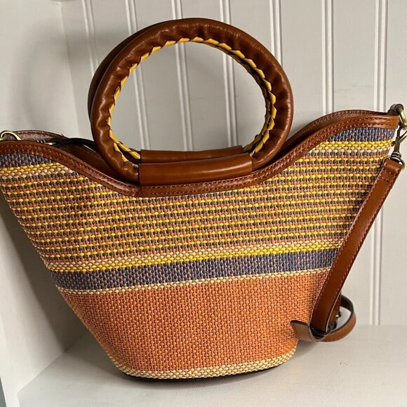 Patricia Nash Gianna Woven Multicolor Satchel Crossbody NWT - Picture 3 of 9